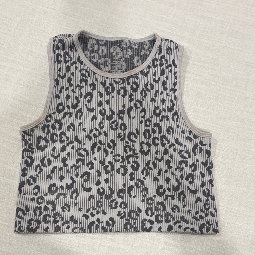 Aura Gray Animal Print Crop Top